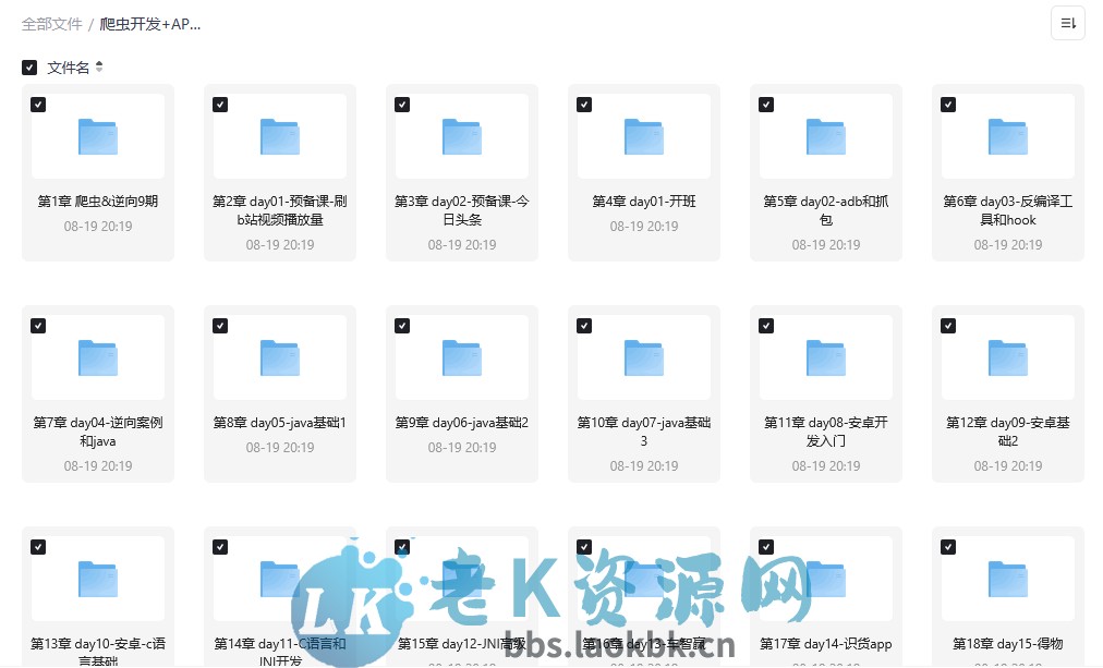 爬虫开发+APP逆向大神班-老K资源网