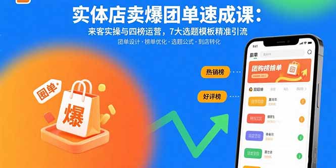 实体店卖爆团单速成课：来客实操与四榜运营，7大选题模板精准引流-老K资源网