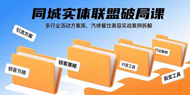 同城实体联盟破局课，多行业活动方案库，汽修餐饮美容实战案例拆解-老K资源网