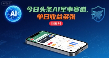 今日头条AI军事赛道，单日收益多张 ，手机可做【附指令】-老K资源网