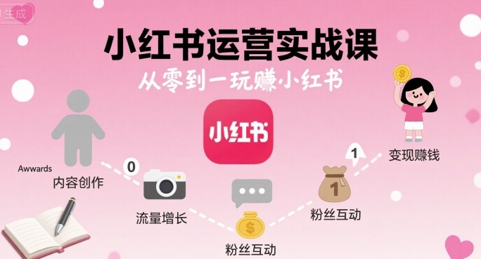 小红书运营实战课，从零到一玩賺小红书-老K资源网
