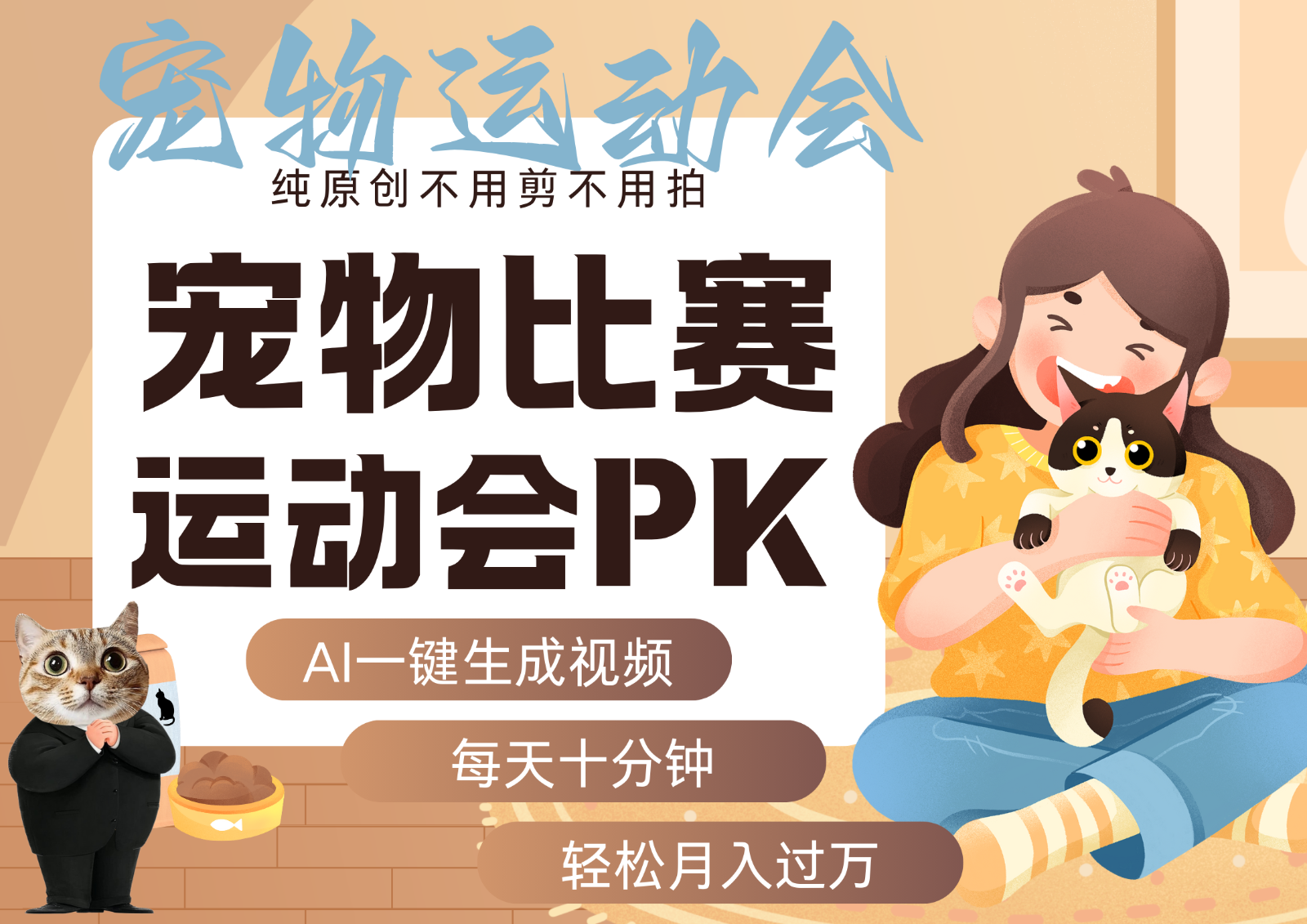 AI萌宠运动员跳水 射击  篮球  足球比赛   每天十分钟 附详细提示词文案库  代替做…-老K资源网