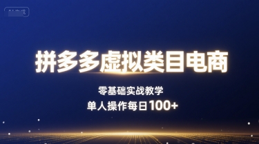 拼多多虚拟类目电商，零基础实战教学，单人操作每日100+-老K资源网