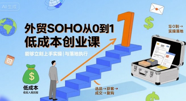 外贸SOHO从0到1低成本创业课，能够立刻上手实操与落地执行-老K资源网