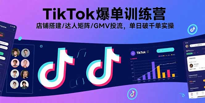TikTok爆单训练营，店铺搭建/达人矩阵/GMV投流，单日破千单实操-老K资源网