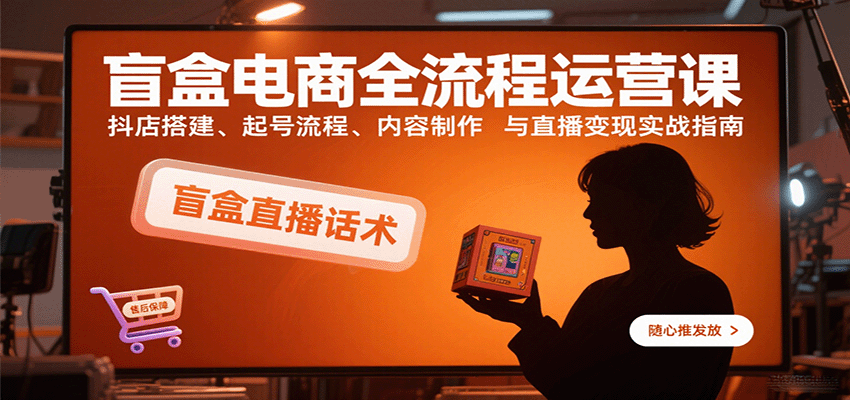 盲盒电商全流程运营课：抖店搭建、起号流程、内容制作与直播变现实战指南-老K资源网
