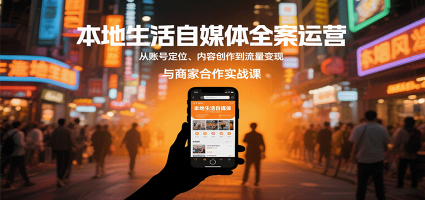 本地生活自媒体全案运营，从账号定位、内容创作到流量变现与商家合作实战课-老K资源网