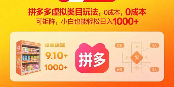 拼多多虚拟类目玩法，0成本，可矩阵，小白也能轻松日入1000+-老K资源网