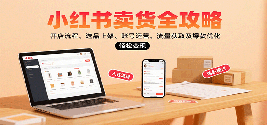 小红书卖货全攻略：开店流程、选品上架、账号运营、流量获取及爆款优化，轻松变现-老K资源网