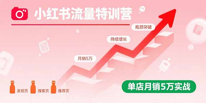小红书流量特训营：突破流量瓶颈，实现店铺持续增长，单店月销5万实战-老K资源网
