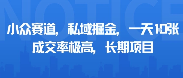 小众赛道，私域掘金，一天多张，成交率极高，长期项目-老K资源网