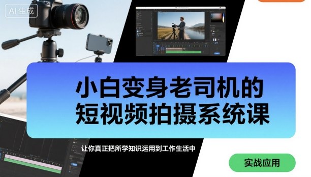 小白变身老司机的短视频拍摄系统课，让你真正把所学知识运用到工作生活中-老K资源网