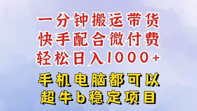 （16285期）快手黑科技一分钟搬运带货，一刀不剪过原创，微付费投流玩法，轻松日入…-老K资源网
