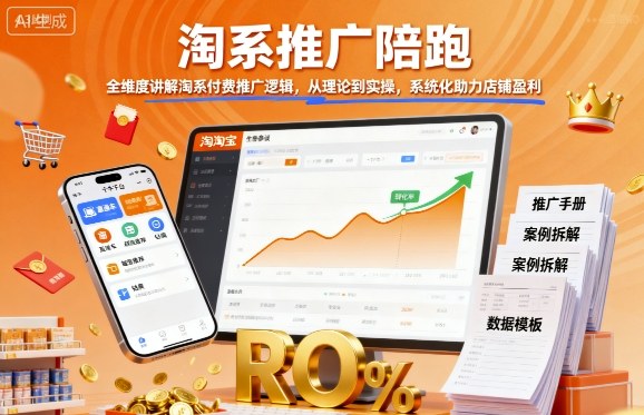 淘系推广陪跑，全维度讲解淘系付费推广逻辑，从理论到实操，系统化助力店铺盈利-老K资源网