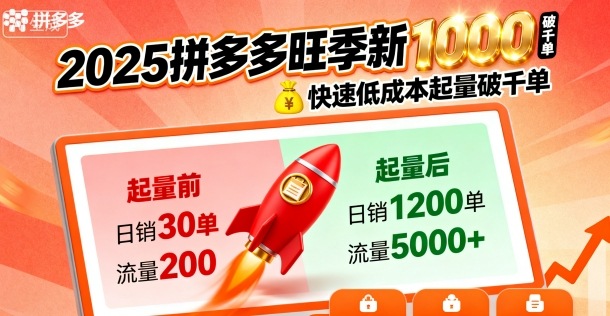 2025拼多多旺季新老店铺——快速低成本起量破千单-老K资源网