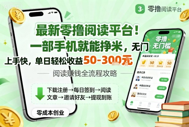 最新零撸阅读平台！一部手机就能挣米，无门槛上手快，单日轻松收益50-3张【揭秘】-老K资源网