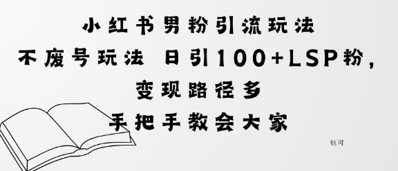 小红书男粉引流玩法不废号玩法日引100+LSP粉，变现路径多-老K资源网