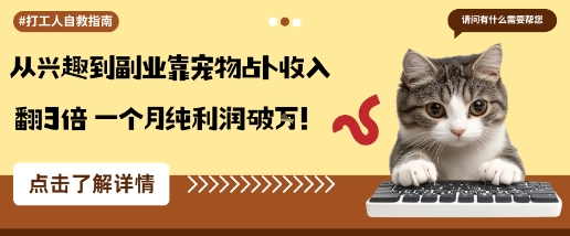 从兴趣到副业靠宠物占卜收入翻3倍一个月纯利润破W-老K资源网