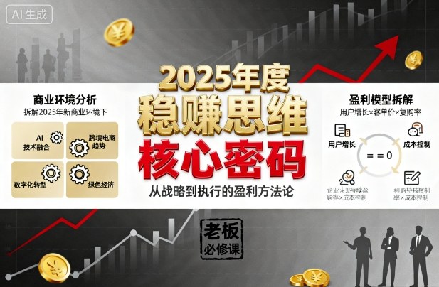 2025年度稳賺思维老板创业营，拆解2025年新商业环境下，企业实现持续盈利的核心密码-老K资源网