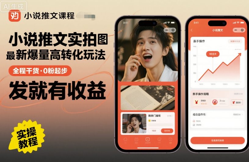 小说推文实拍双图文最新爆量高转化玩法，全程干货，0粉起步，发就有收益-老K资源网