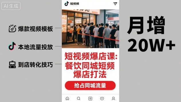短视频爆店课，餐饮同城短视频爆店打法-老K资源网