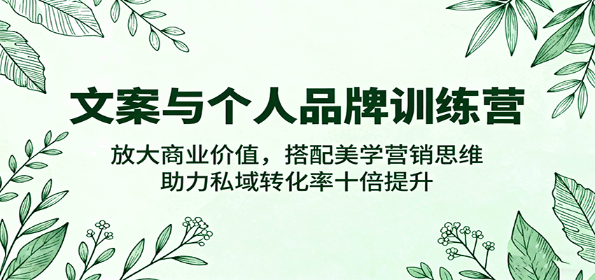 文案与个人品牌训练营，放大商业价值，搭配美学营销思维，助力私域转化率十倍提升-老K资源网