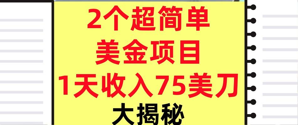 2个超简单美金项目，1天收入75美刀，3分钟学会，内部教程（大揭秘）-老K资源网