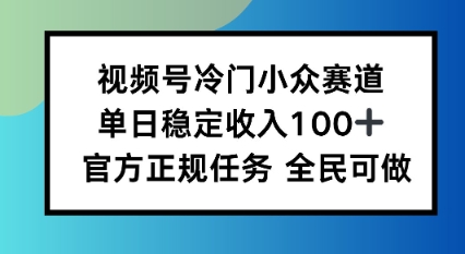 视频号小众赛道，单日稳定收入100+，适合所有人-老K资源网