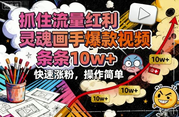 抓住流量红利，灵魂画手爆款视频，条条10w+，快速涨粉，操作简单-老K资源网