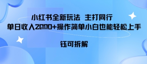 小红书同行项目，单日收益多张小白可轻松上手-老K资源网