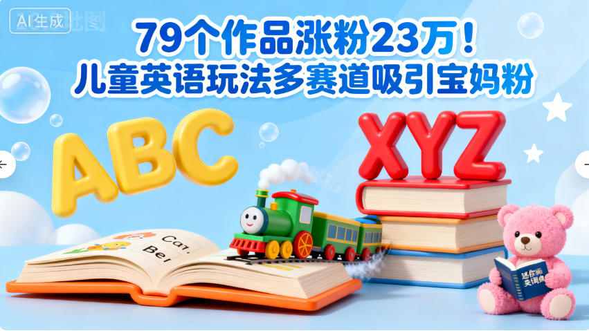 79个作品涨粉23w！儿童英语玩法多赛道吸引宝妈粉-老K资源网