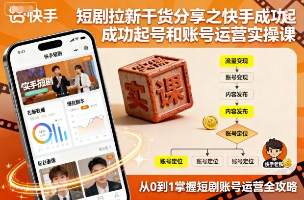 短剧拉新干货分享之快手成功起号和账号运营实操课-老K资源网