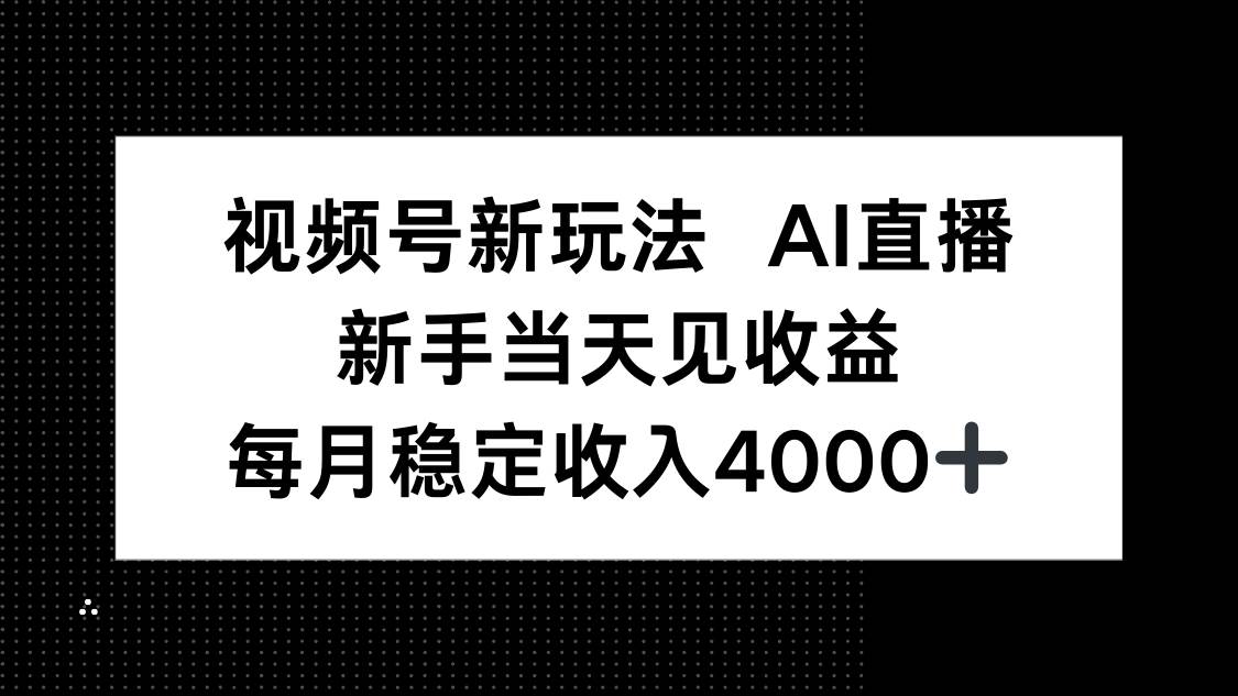 （16080期）视频号新玩法AI直播，新手小白当天见收益，月入4000+-老K资源网