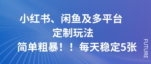 小红书、闲鱼及多平台定制玩法简单粗暴！每天稳定5张-老K资源网