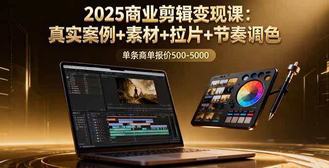 （16130期）2025商业剪辑变现课：真实案例+素材+拉片+节奏调色，单条商单报价500-5000-老K资源网