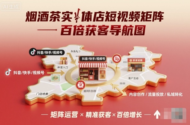 烟酒茶实体店短视频矩阵百倍获客导航图-老K资源网