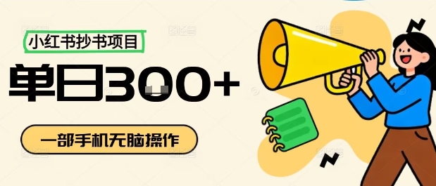 小红书抄书项目，无脑操作，一天3张-老K资源网