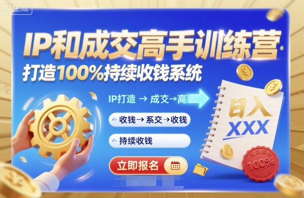 带你成为IP和成交高手的训练营，打造100%持续收钱系统-老K资源网