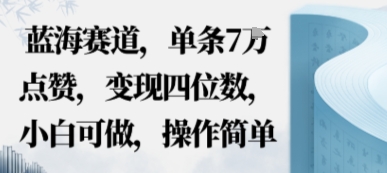 蓝海赛道，单条7W点赞，变现四位数，小白可做，操作简单-老K资源网