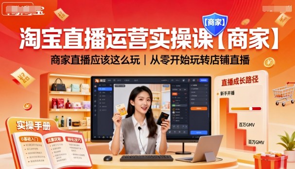 淘宝直播运营实操课【商家】，商家直播应该这么玩，从零开始玩转店铺直播-老K资源网