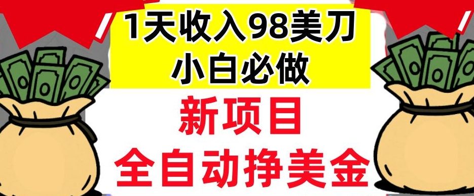 新项目，全自动挣美刀，1天收入98刀，0门槛，适合新人的被动收入（最终版本）-老K资源网