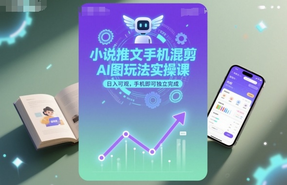 小说推文手机混剪AI图玩法实操课，日入可观，手机即可独立完成-老K资源网