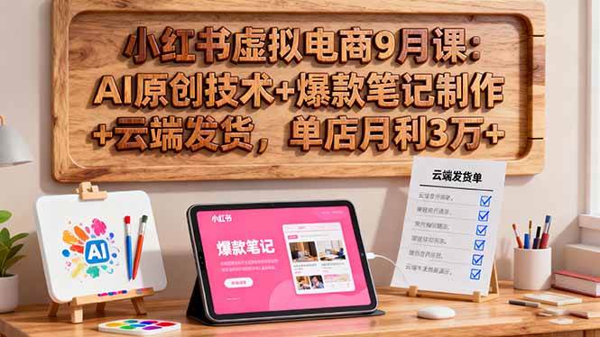 （16287期）小红书虚拟电商9月课：AI原创技术+爆款笔记制作+云端发货，单店月利3万+-老K资源网