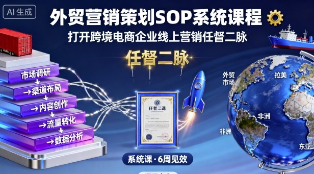 外贸营销策划SOP系统课程，打开跨境电商企业线上营销任督二脉-老K资源网