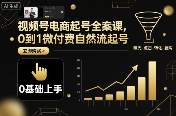 视频号电商起号全案课，0到1微付费自然流起号-老K资源网