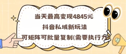 当天最高变现1k+，抖音私域新玩法，可矩阵可批量复制-老K资源网