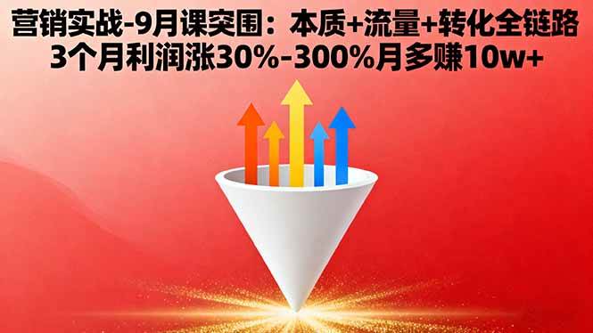 （16152期）营销实战-9月突围课:本质+流量+转化全链路 3个月利润涨30%-300%月多赚10w+-老K资源网
