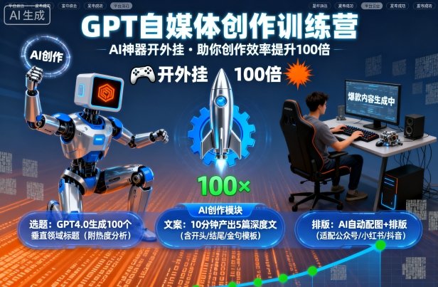 GPT自媒体创作训练营：AI神器开外挂，助你创作效率提升100倍-老K资源网