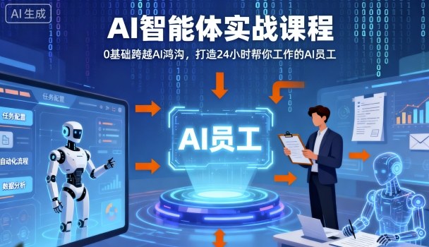 Ai智能体实战课程，0基础跨越Ai鸿沟，打造24小时帮你工作的Ai员工，打破常规，以实战定义Ai-老K资源网