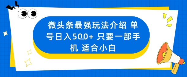 微头条最强玩法介绍一个号日入5张+只要一部手机适合小白-老K资源网